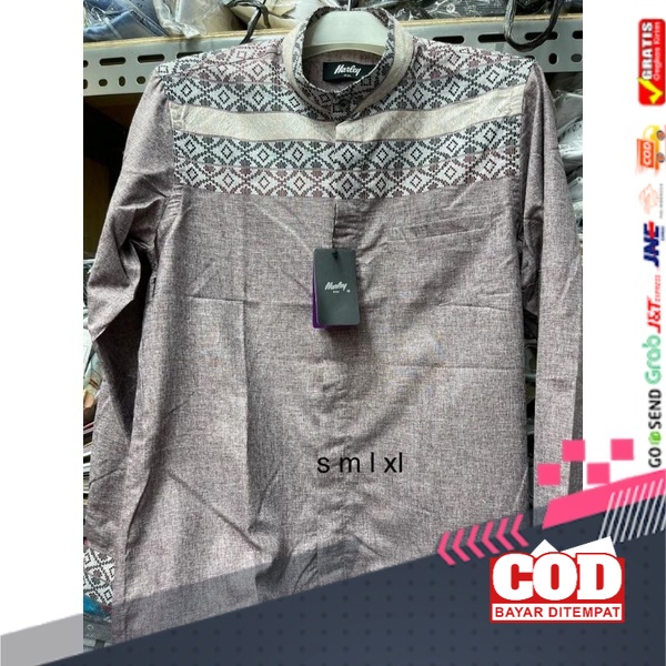 Koko Pria Tangan Panjang Harley Kemko Harley Kemeja Koko Terbaru Y76 Kemeja Koko pria lengan panjang