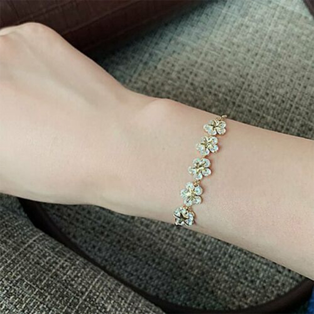 Suyou Gelang Tangan Wanita Desain Bunga Hias Kristal Zircon Adjustable