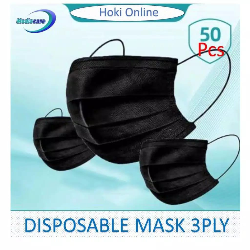 *ALIBABA1688* MASKER 3PLY  Masker Mulut Hitam / Masker hitam 3PLY