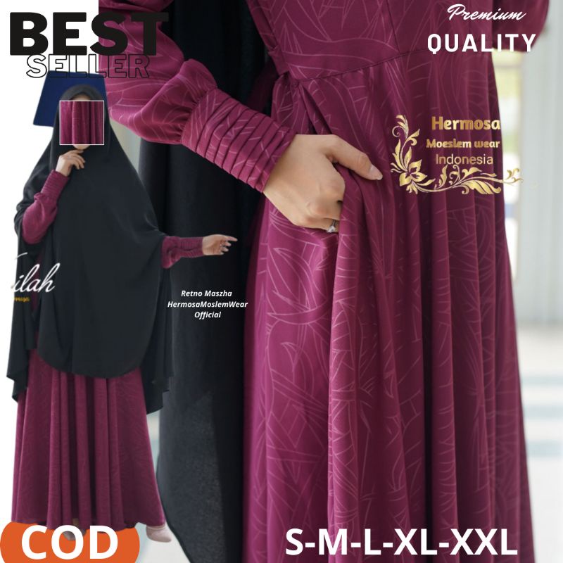 Gamis Original Branded, Terbaru by Hermosa, Bahan Yoris Caltri yang nyaman, adem & lembut, untuk Rem