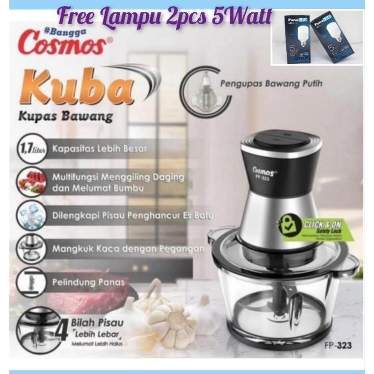 Cosmos Food Processor With Chopper 1,7 Liter 4 Mata Pisau FP323 350 Watt