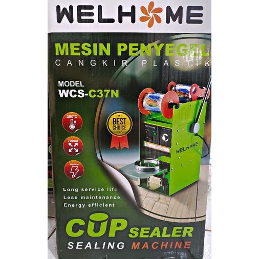 Kap Sealer Tinggi WELHOME WCS C 37 N / Mesin Penyegel Gelas Manual Kap ukuran Besar / Cup Sealer Sealing Machine