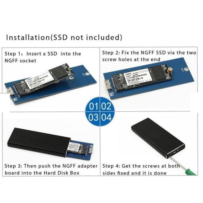 Casing SSD NGFF Sata USB 3.0 Kabel M.2 Adapter Enclosure External