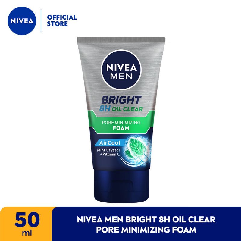 NIVEA MEN Bright Oil Clear Pore Minimizing Facial Foam 50ml sabun cuci muka