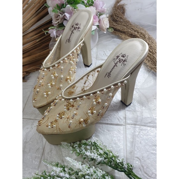 sepatu wedding Marrisa gold 12cm