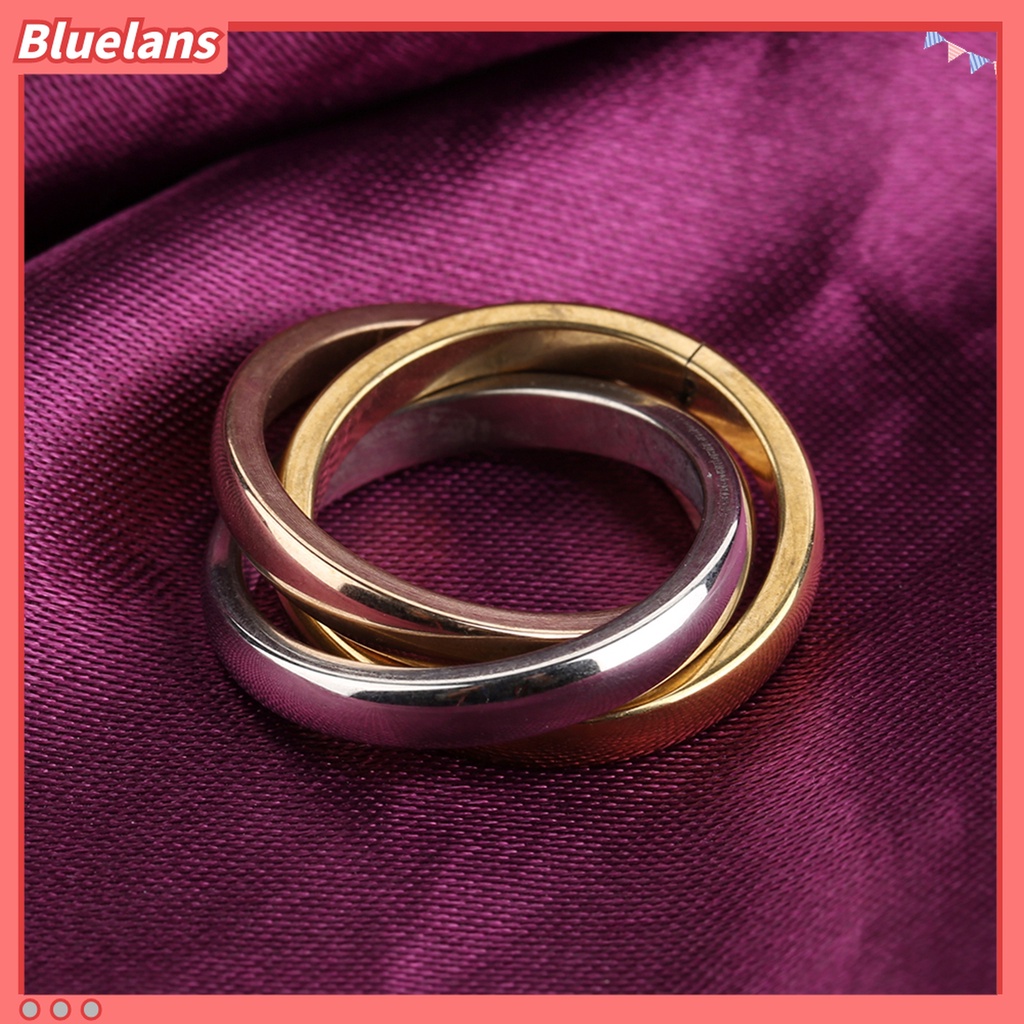 Cincin 3 Lapis Bahan Stainless Steel Model Slim Untuk Wanita