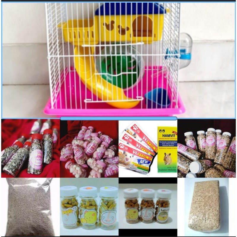 Paket Lengkap Set Kandang tingkat Hamster dapat semua