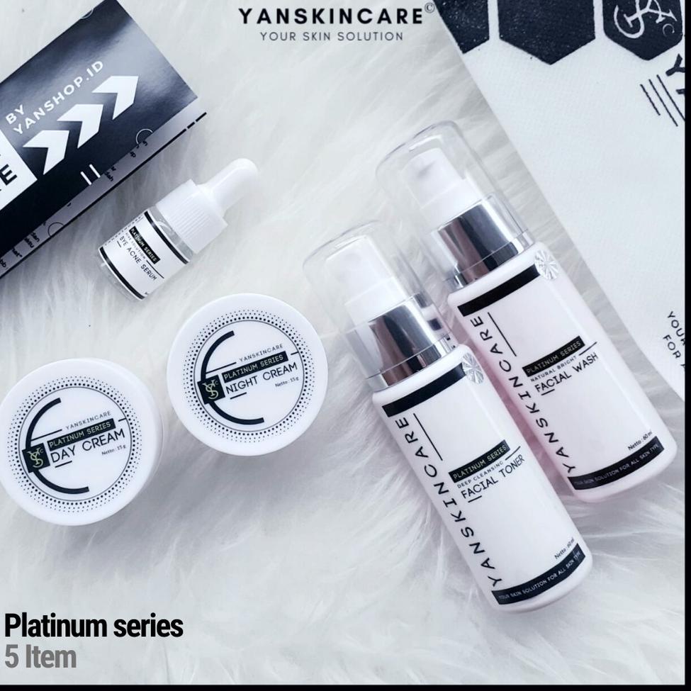 (N8A8) PAKET 5 ITEM STEP 2 SKINCARE PLATINUM SERIES SKIN CARE UNTUK FLEK ACNE DAN GLOWING BY YANSKIN