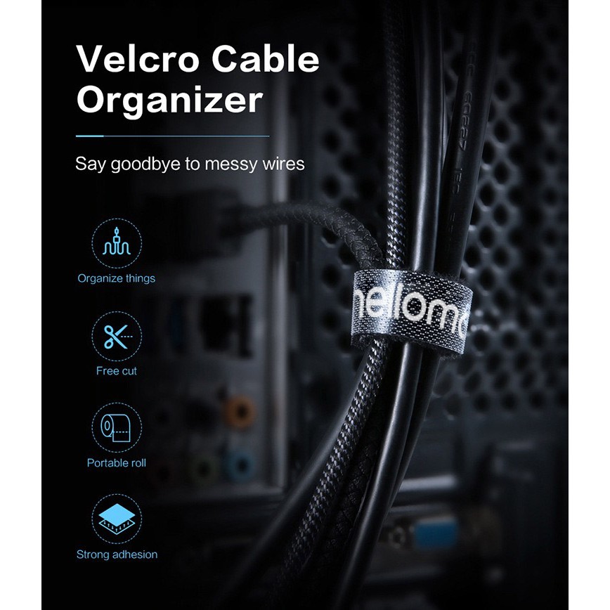 Cable Velcro HELLOMO Strap Organizer Pengikat Perapih Kabel Penggulung Perekat Kabel