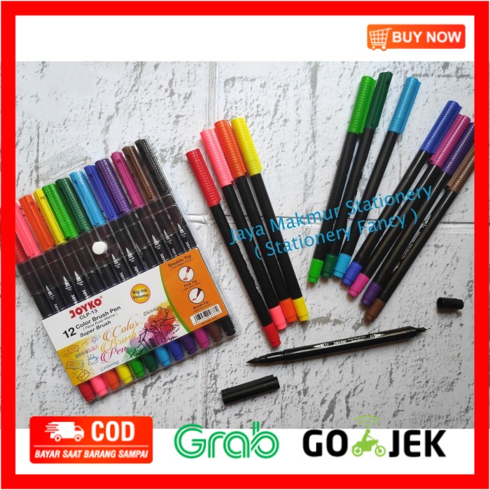 

(BISA COD) Color brush Pen joyko dual tip jumbo set 12 warna CLP-13