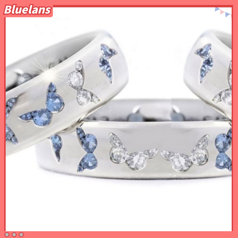 Bluelans Fashion Women Butterfly Cubic Zirconia Inlaid Finger Ring Wedding Party Jewelry