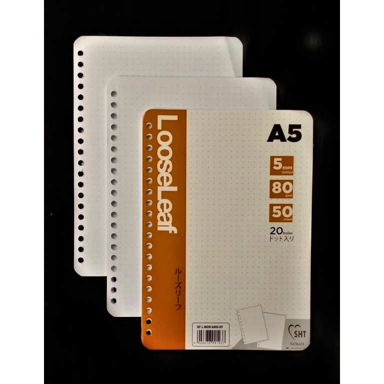 

KERTAS BINDER A5 LOOSE LEAF 20 LUBANG ISI 50 DOT TITIK 80 GRAM REFILL ISI ULANG