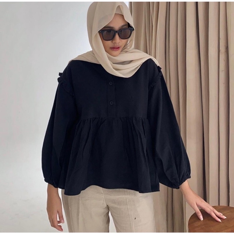 RD FASHION - KINAN LINEN BUTTON BLOUSE / ARINA TOP / DISA ARINAY TOP / SHALENSA BLOUSE / LAILY BLOUSE / PEPLUM ATASAN BAJU WANITA / DIANA / RANIA / KIMI Kemeja Kancing Depan / ALENA Katun Linen Premium - NN