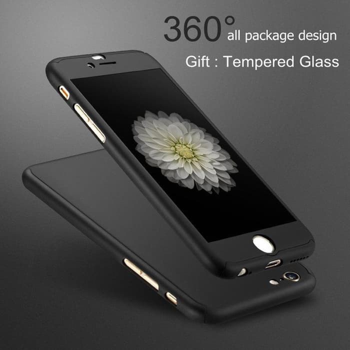 Hardcase Case 360 Iphone 5/5S/6/6+/6 Plus Casing Free Tempered Glass - Merah Muda
