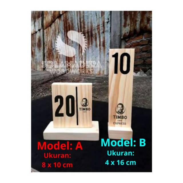 Papan Nomor Meja Custom Bahan Kayu Jati Belanda satu muka Papan Nomor Meja Custom Bahan Kayu Jati Belanda satu muka
