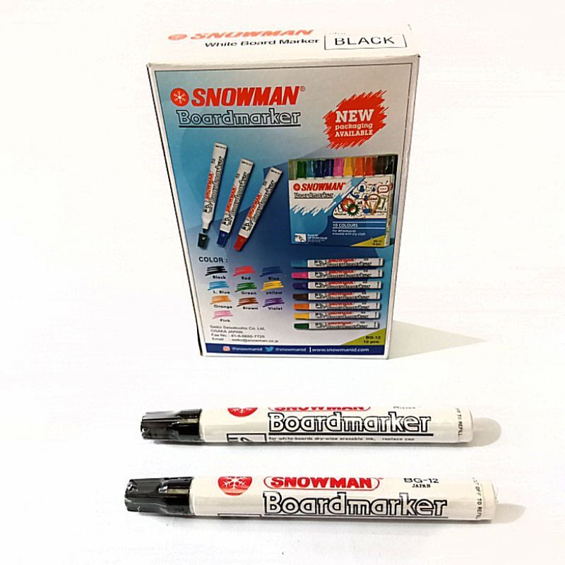 

Spidol white board snowman hitam BG-12 ( 24 pcs )