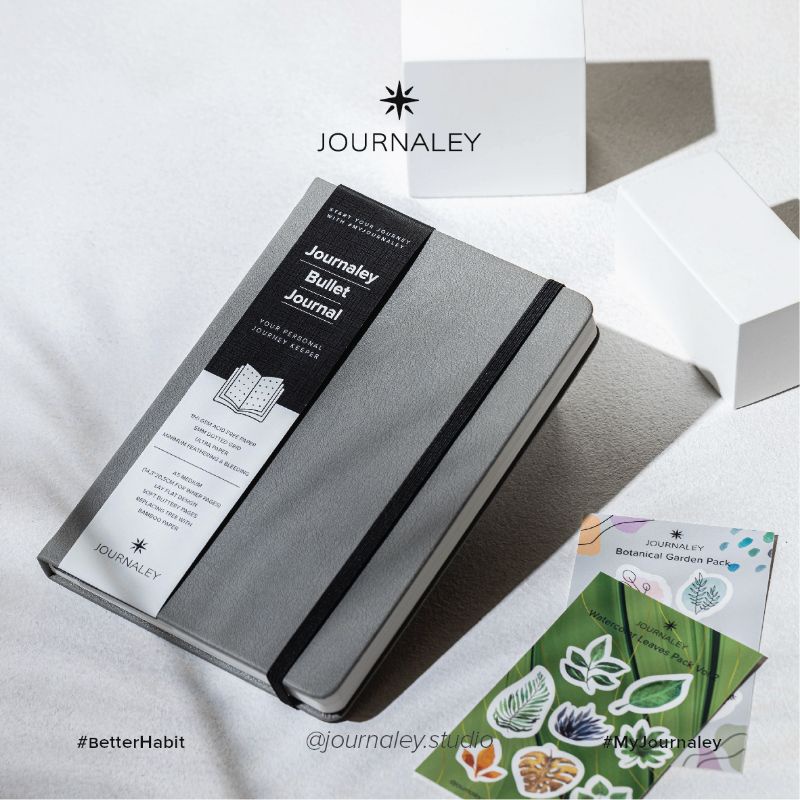 

Journaley Bullet Journal Notebook Planner Journaling Book A5 150 gsm Dotted Agenda Diary Aksesoris | Stormy Grey