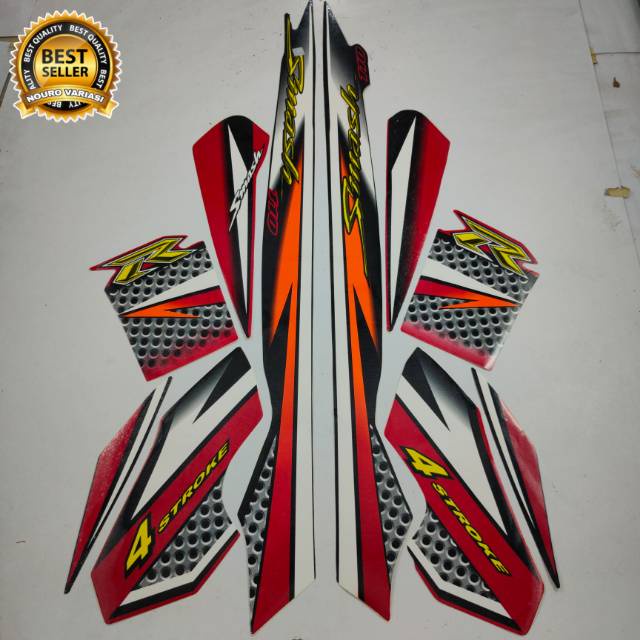 (COD) striping suzuki smash 110 r 2007 hitam merah body standar berkualitas terbaik kualitas origina