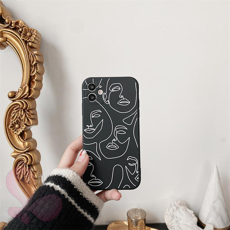 Soft Case Tpu Motif Ilustrasi Wajah Artistik Untuk Iphone 11 Pro Max 6 6s 7 8 Plus X Xr Xs Max Se 12 Mini 12pro Max