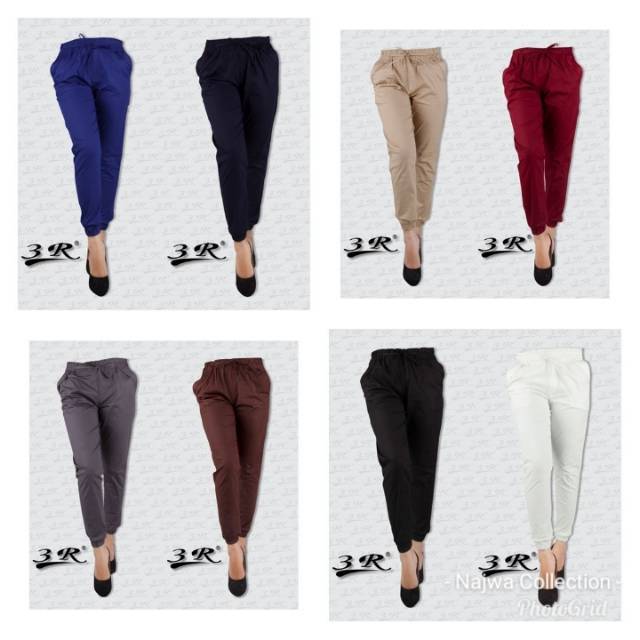 CELANA JOGGER POLOS JOGER WANITA SIZE 3XL BAHAN KATUN STRETCH