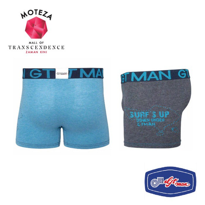 Celana Dalam Underwear Boxer Brief Pria - GT Man GTM 04 - PKR Misty - Abu / Biru