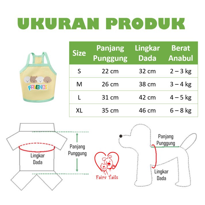 Baju + Bib Anjing Kucing Bentuk Singlet dengan Warna dan Gambar Menarik | Pet Shirt with Bibs