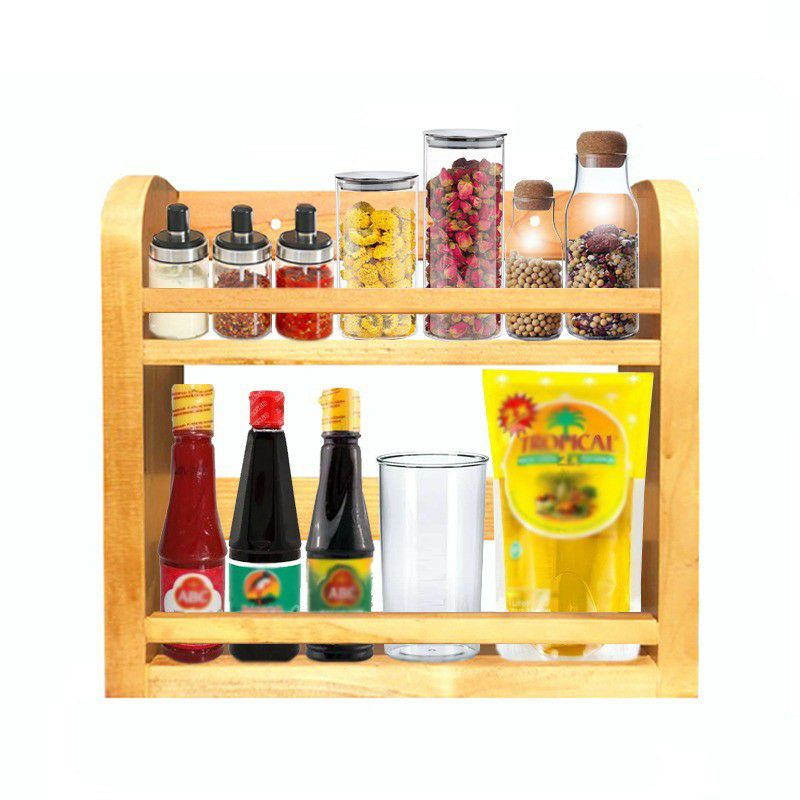 Rak Bumbu 2 Tingkat Serbaguna + 5 toples