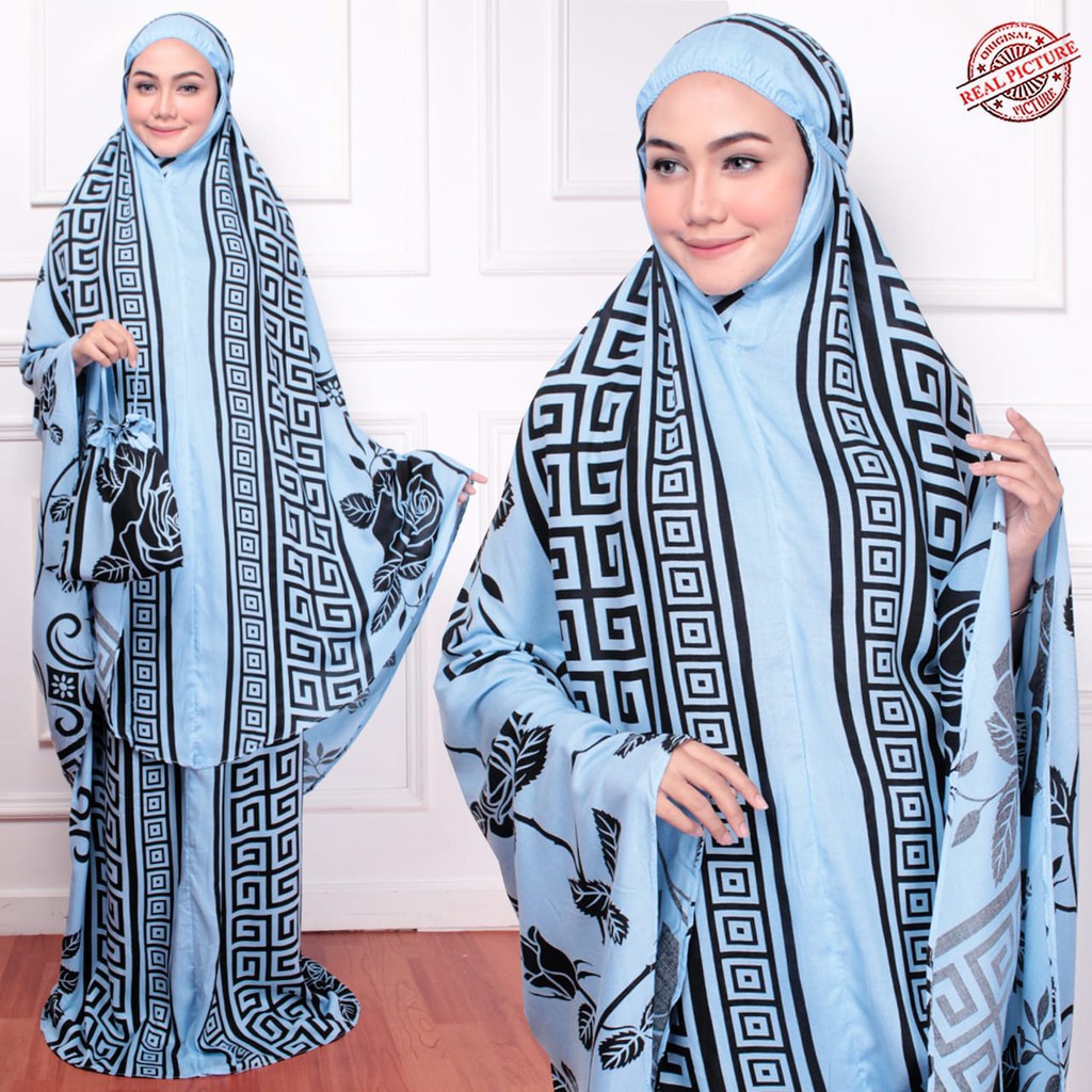 HOPYLOVY - Mukena Dewasa Bahan Katun Rayon Flower