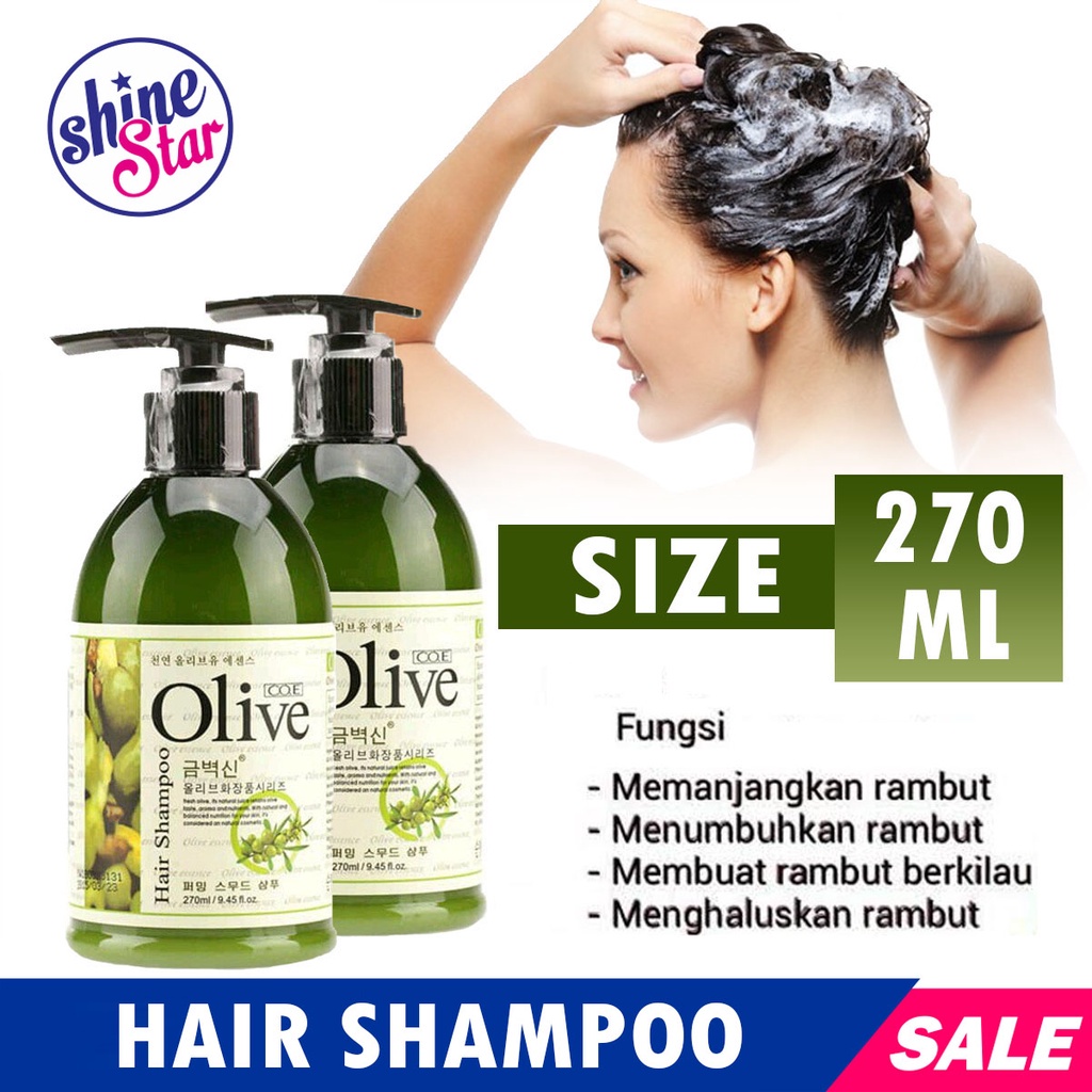 SHINE STAR - SHAMPOO OLIVE PENYUBUR MENGHALUSKAN DAN PEMANJANG RAMBUT 270 ML KHUSUS RAMBUT RONTOK