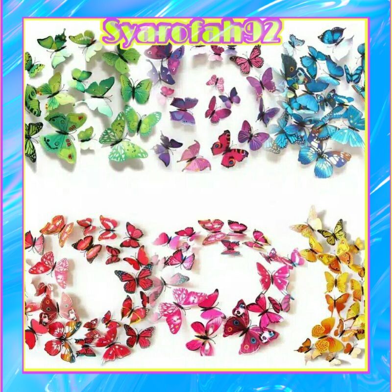 Stiker Dinding 3D Kupu - Kupu / Wall Sticker 12pcs Butterfly