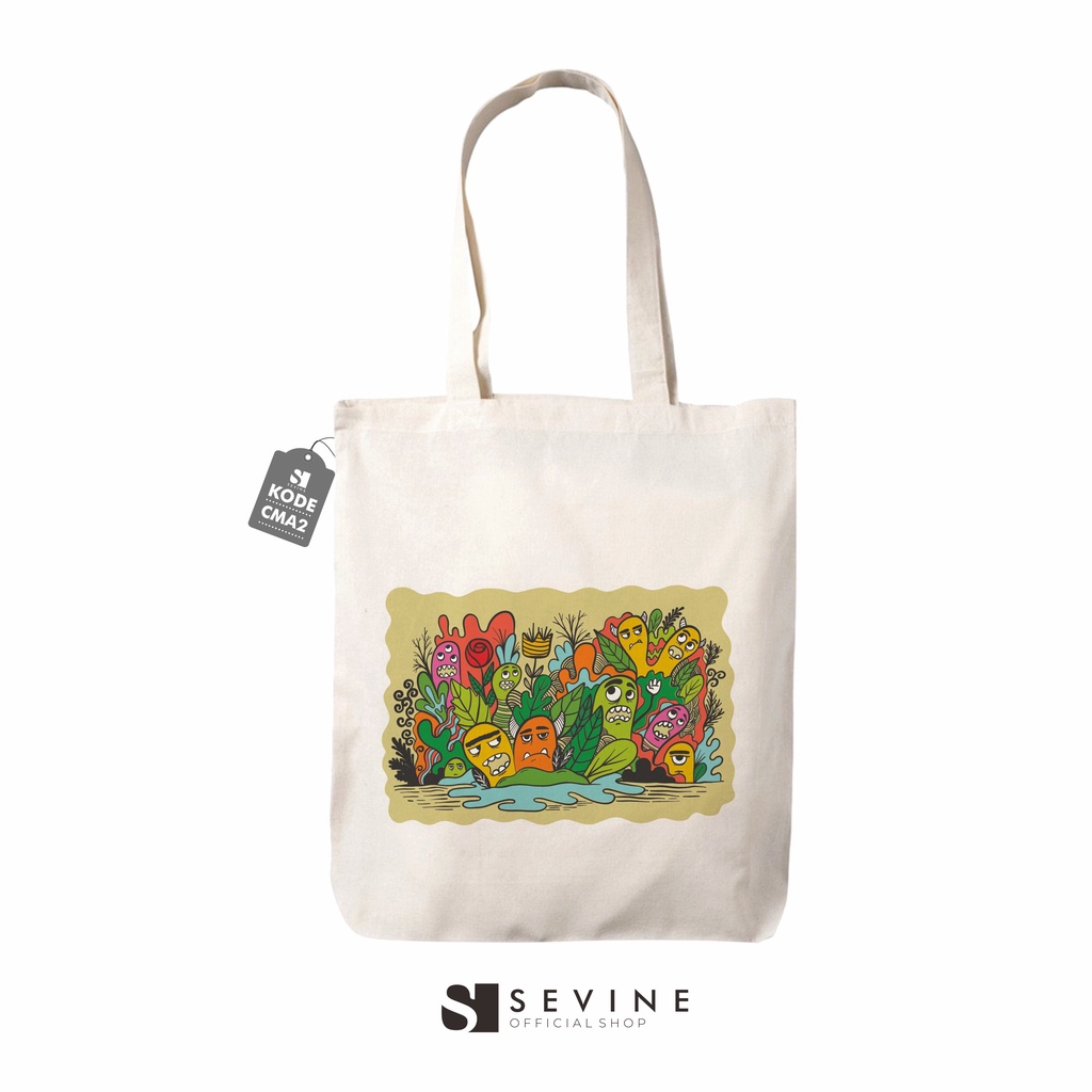 Sevine Tote Bag Resleting Drill Totebag Tas Laptop Wanita Colorfull Monster Cute Custom - CMA