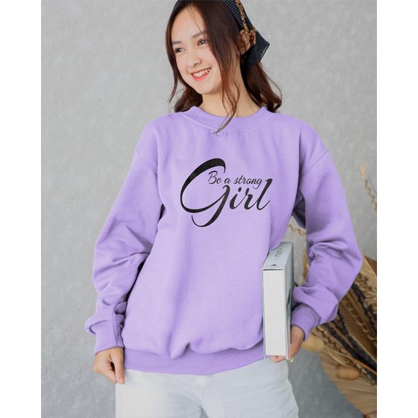 Kaos Lengan Panjang  GIRL STRONG/ Kaos Sweatshirt / Atasan Wanita / Atasan Wanita Lengan Panjang