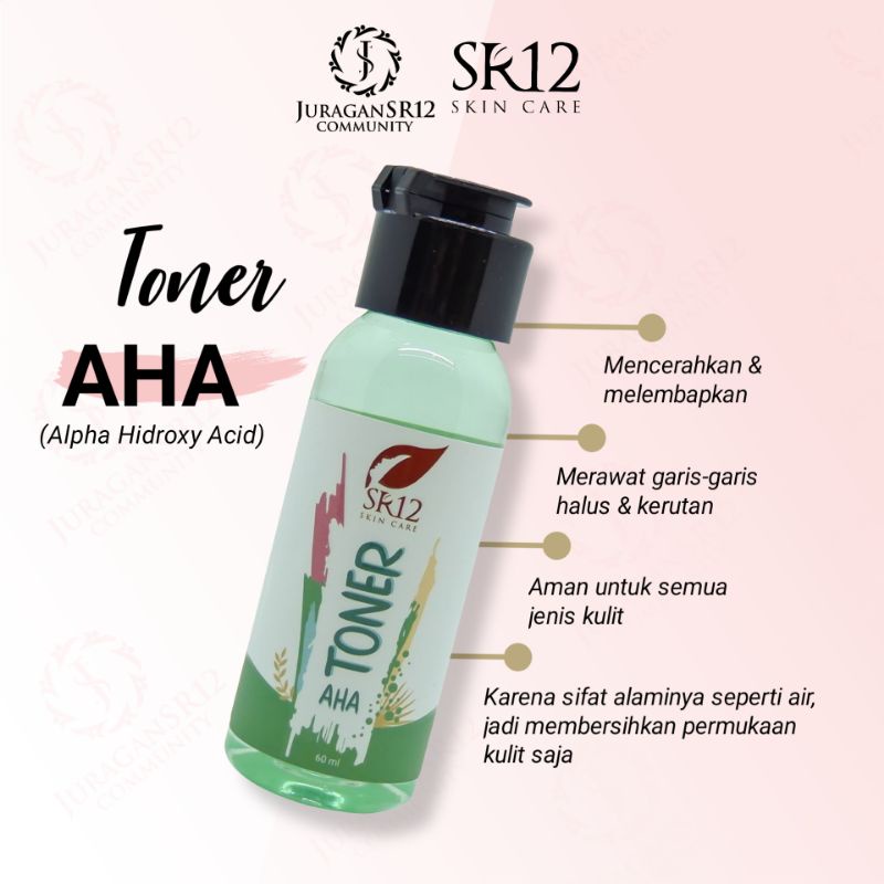 TONER AHA SR12 / EKSFOLIASI EKSFOLIATER FLEK HITAM / MENGANGKAT SEL KULIT