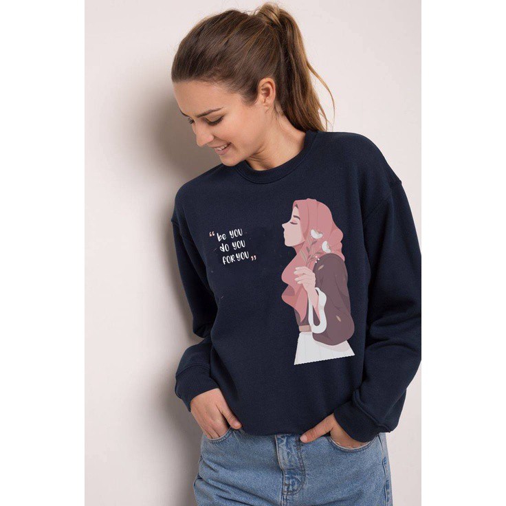 Be You Sweater Wanita Oversize Fleece Size  M - XXL