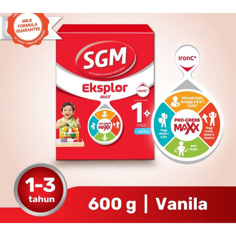 SGM Eksplor Aktif 1+ Pro-GressMaxx Vanilla | Madu Susu Pertumbuhan 600 gr