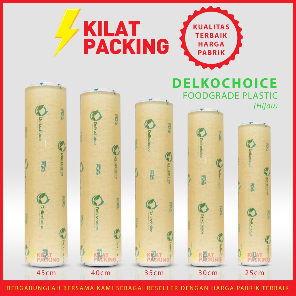 Cling Wrap Delkochoice 20cm x 500m FOOD GRADE premium HIJAU-PLASTIK PEMBUNGKUS MAKANAN - PLASTIK WRA