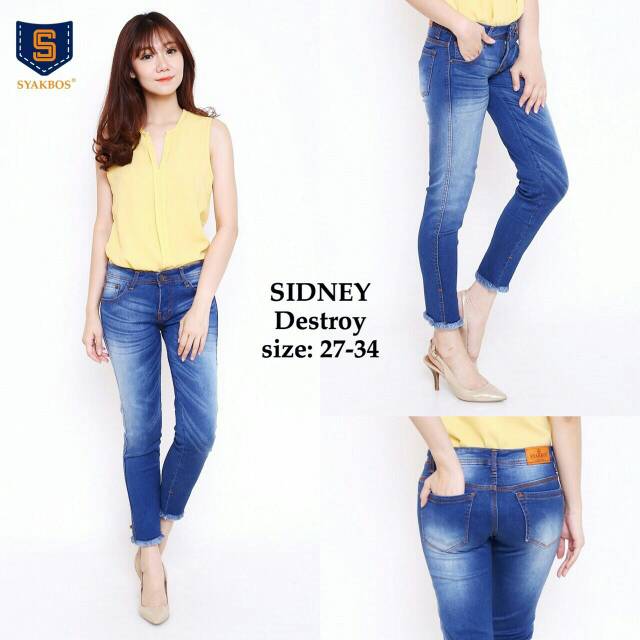 Celana Jeans Wanita/Cewek Model Sobek Ripped Robek Tembus Bagus Murah Mantap Stretch