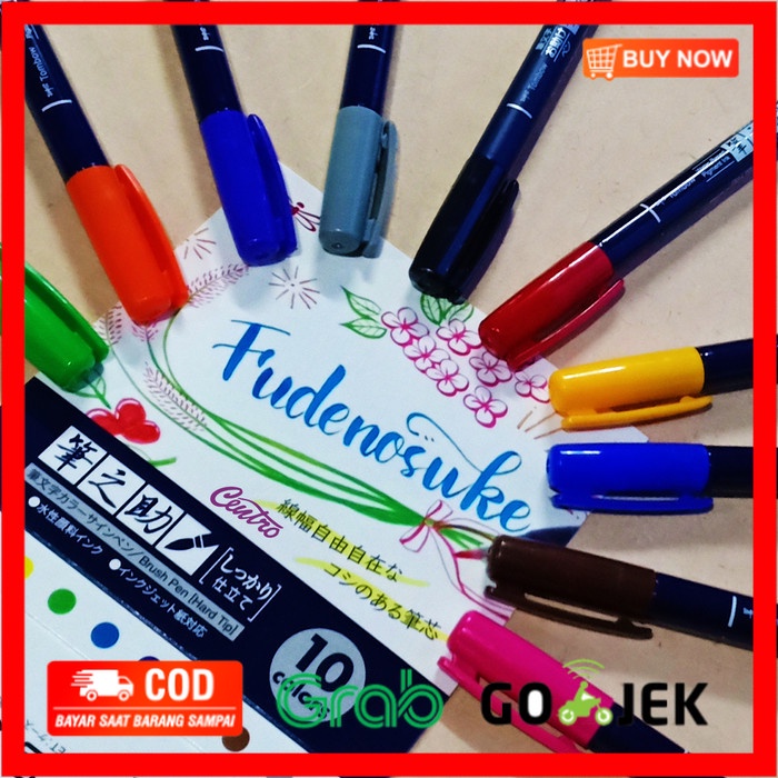

(BISA COD) Tombow Fudenosuke Brush Pen Hard Tip Set 10 Kuas Lettering Kaligrafi