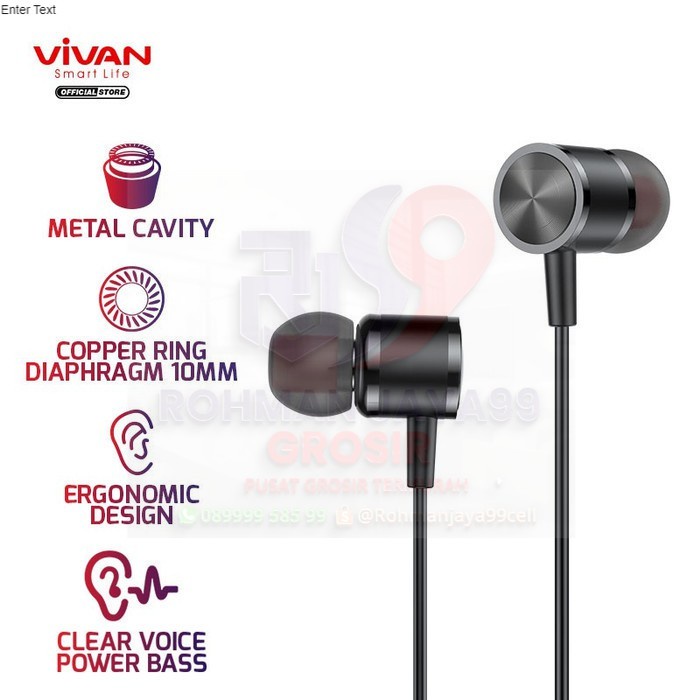 VIVAN Headset Q11S Earphone Android / iPhone Metal Bass Ergonomic 100% ORIGINAL GARANSI RESMI
