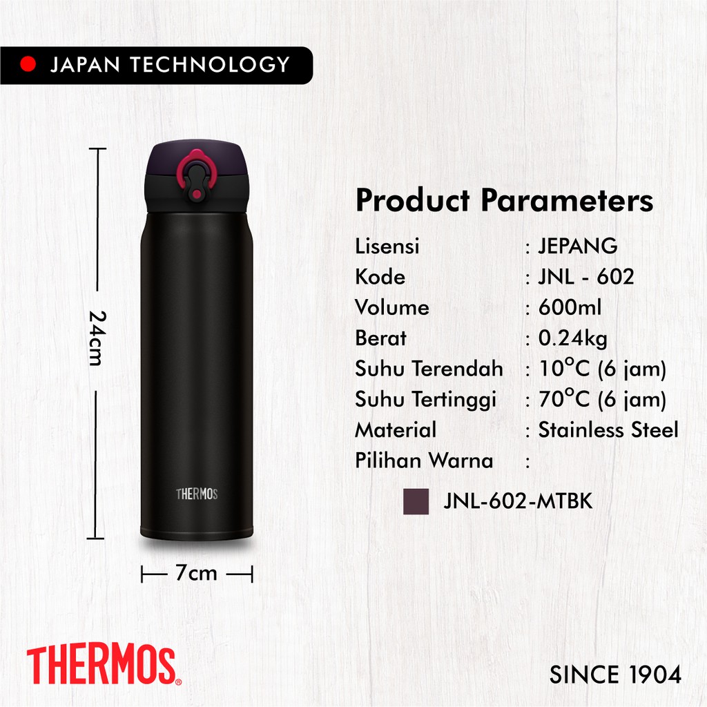Thermos Tumbler One Push Midnight Black 600ml Jnl 602 Mtbk Shopee Indonesia