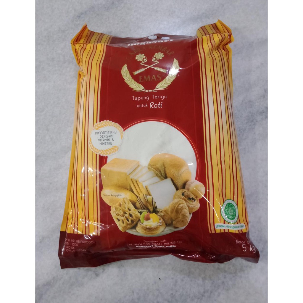 

Tepung Cakra kembar Emas Roti 1 KG