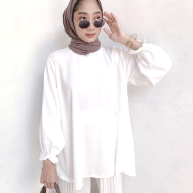 broken White &amp; lilac blouse inner / dalaman