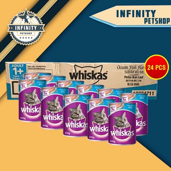Makanan Basah Kucing Whiskas Kaleng Wetfod Grosir Dus Isi 24 PCS 400GR