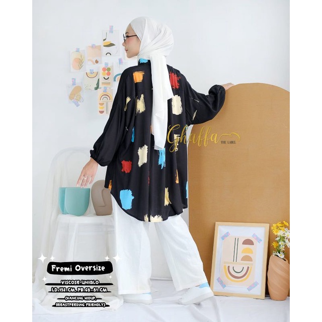 Blouse motif modern / Fremi oversize by ghaffa the label / Blouse muslimah premium