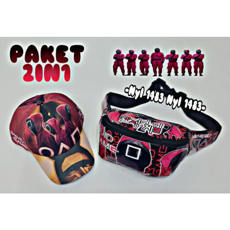 new arrival paket 2in1 tas selempang anak dan topi anak banyak karakter waistbag anak laki laki