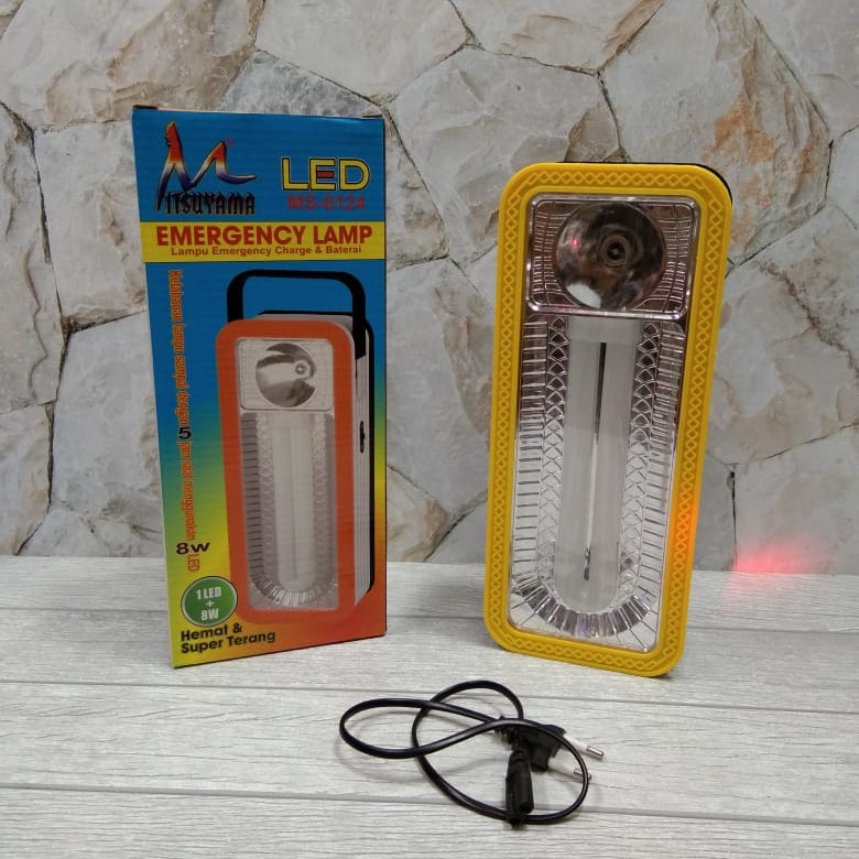 Lampu Senter Emergancy Mini Super Terang MS-6124 1 LED + 8 Watt