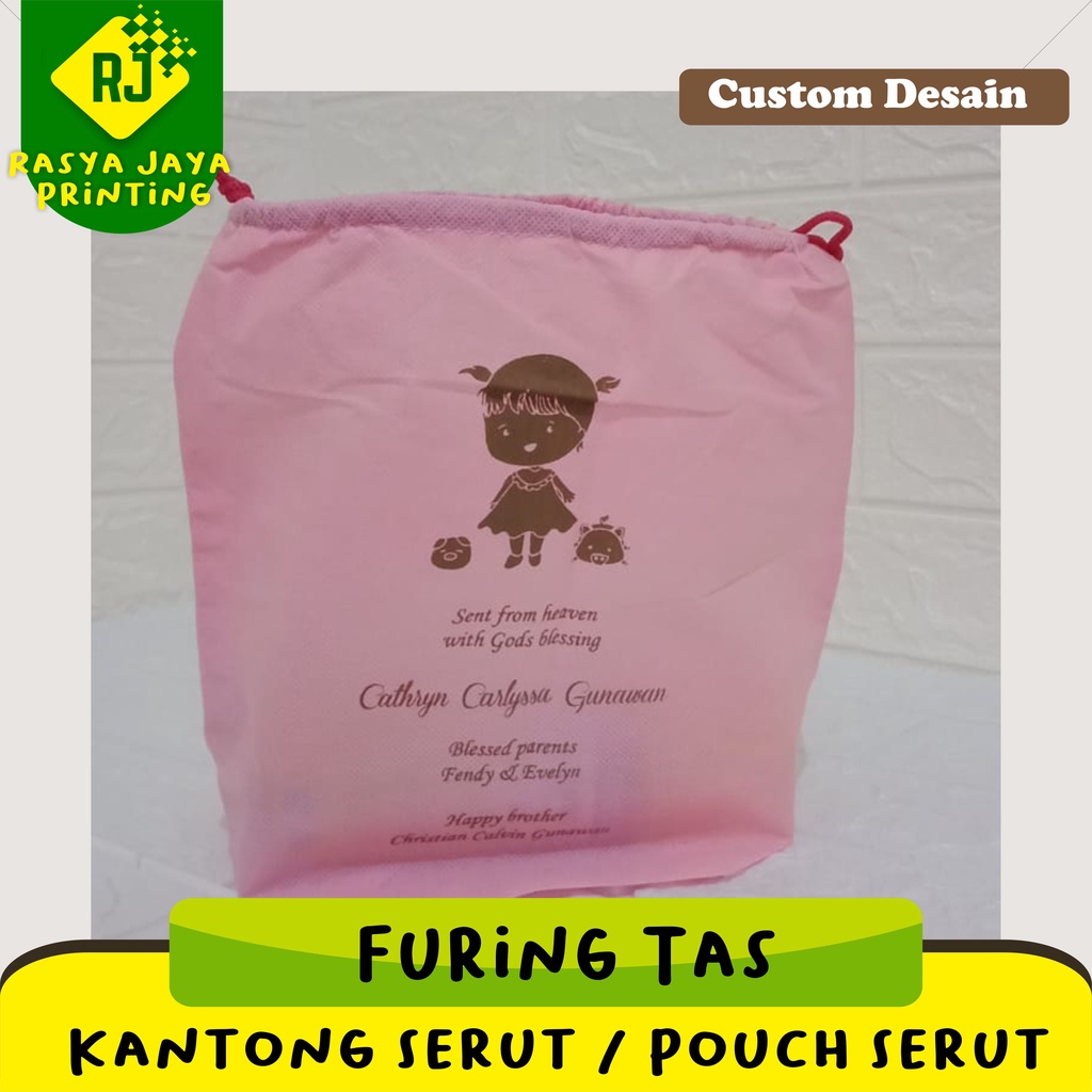 Pouch Spundbond | Kantong Serut | Furing Tas | Custom Ukuran & Custom Sablon | Tas Spundbond Custom 
