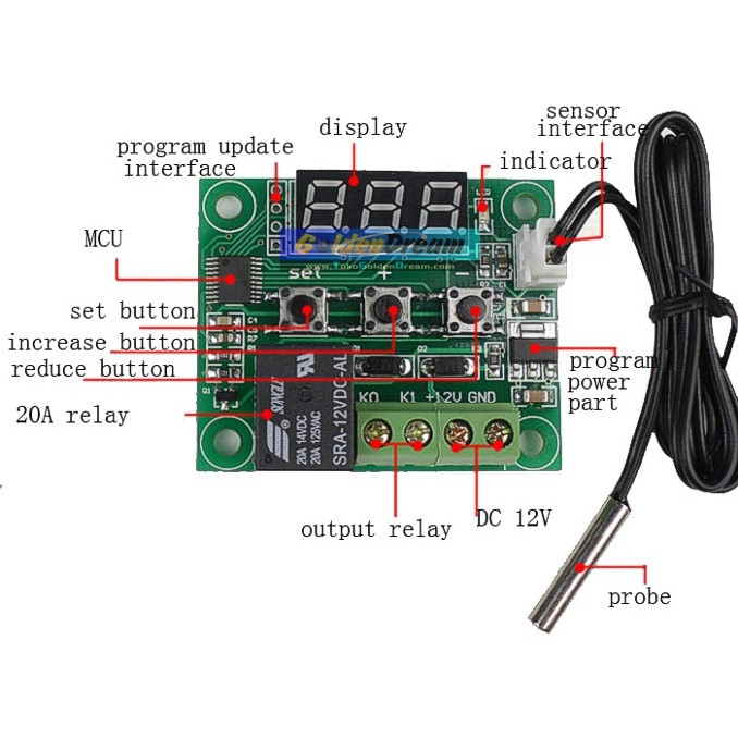 W1209 Digital LED DC 12V Temperatur control thermostat Tetas telur