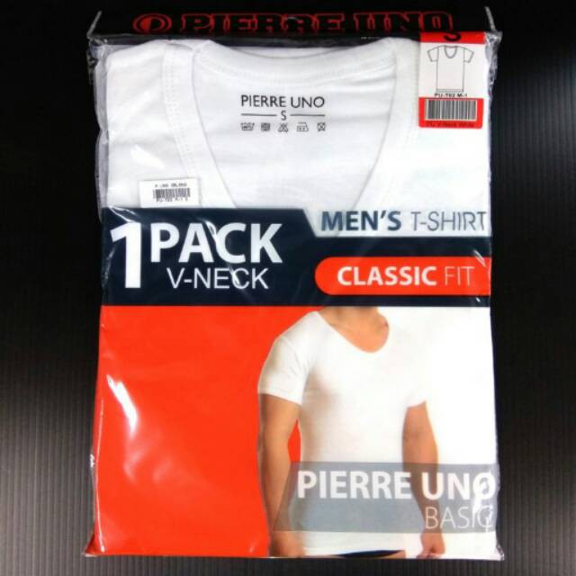 Kaos Dalam Pria PIERRE UNO PU-T02 V-NECK Putih ISI Pcs