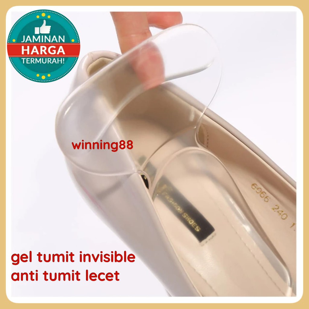 PREMIUM QUALITY SEPASANG INSOLE GEL TUMIT BAHAN GEL SILICON LENTUR ANTI TUMIT LECET INSOLE INVISIBLE TS03W